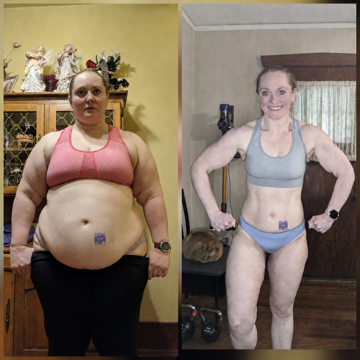 Sarah M. before and after transformation