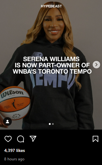 Serena Williams is Now Part-Owner of WNBA's Toronto Tempo