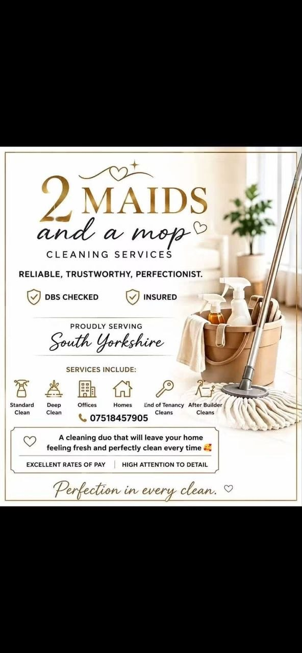 Cleaning supplies and mop in a bright home