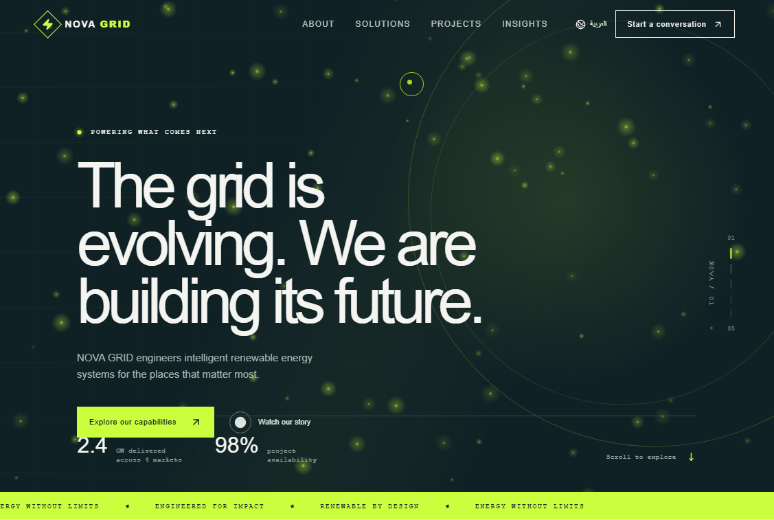 Nova Grid Renewable Energy Website