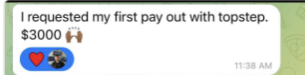 Student — first $3,000 payout request with Topstep