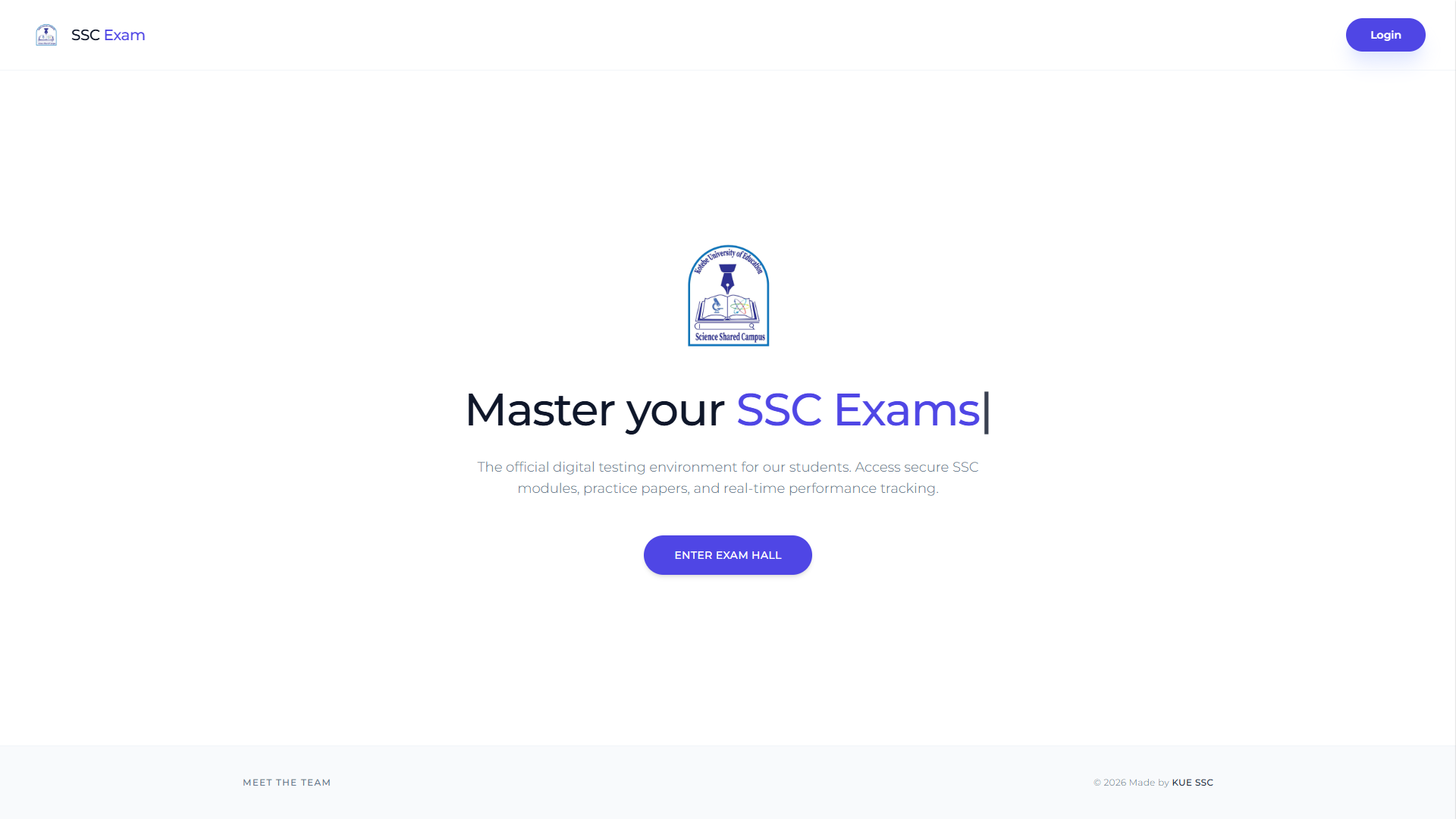 SSC Exam school examination platform landing page
