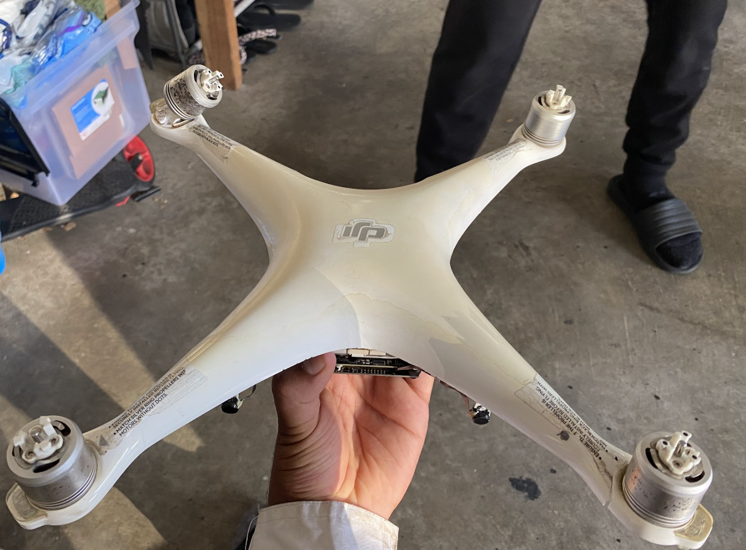 Drone body with motors and release mechanism