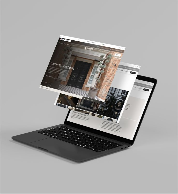 Laptop displaying a custom website mockup