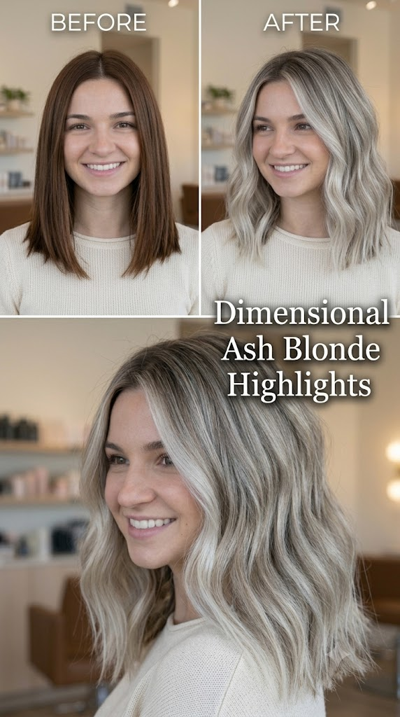 Dimensional Ash Blonde Highlights
