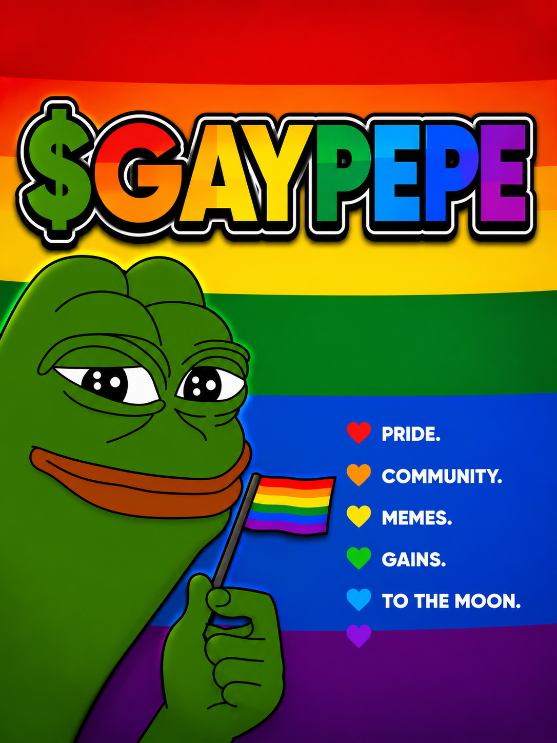 $GAYPEPE - Pride. Community. Memes. Gains. To The Moon.