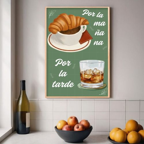 Poster Por la manana Por la tarde en cocina
