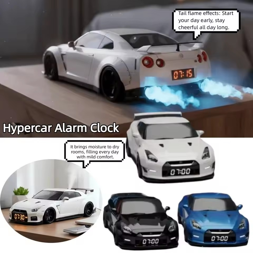 Sports Car Alarm Clock with LED Display and Racing Sound