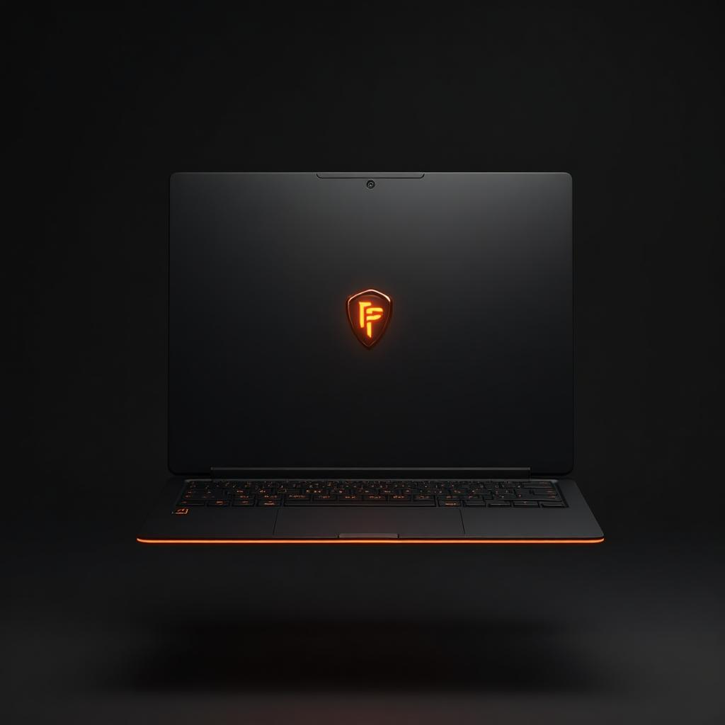 Mindora Laptop with glowing shield logo