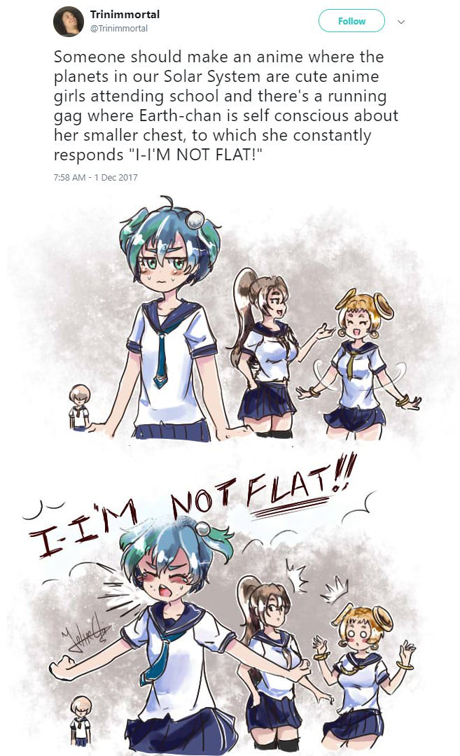 Original Earth-chan meme - I'm not flat!