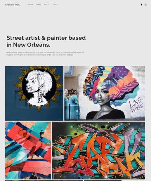 Example of an artist portfolio website