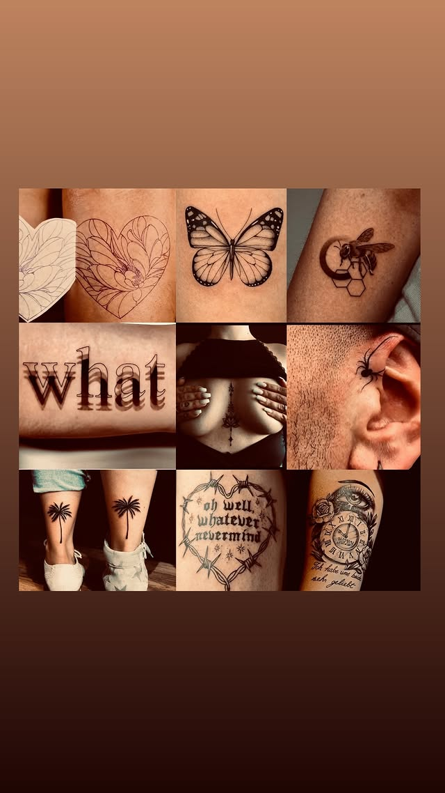Tattoo Moodboard mit verschiedenen Stilen