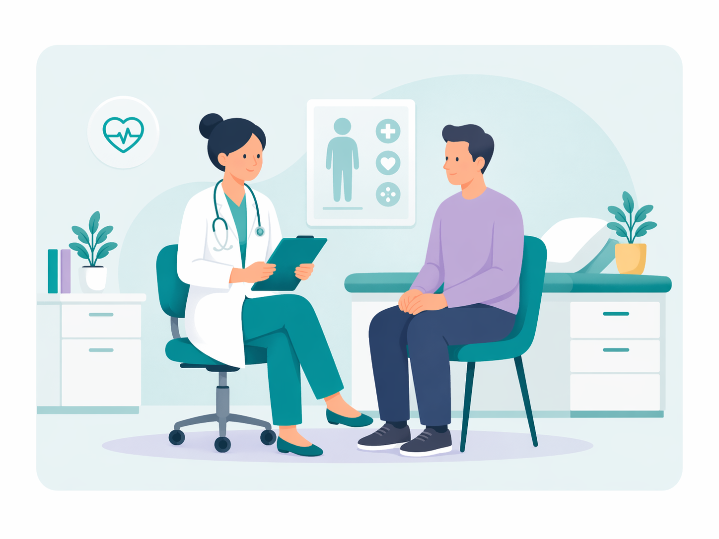 Doctor consulting with patient in medical office