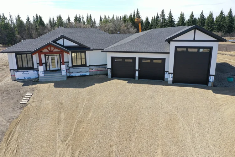 Aerial view of bungalow nearing completion