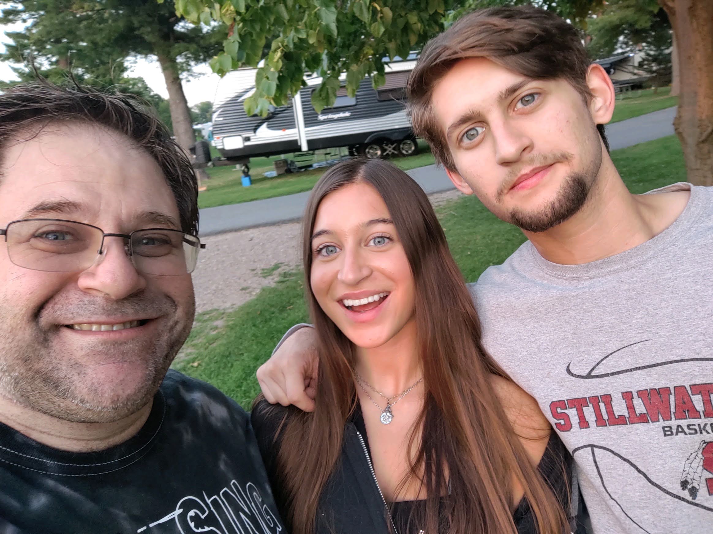 Family selfie with father and sister