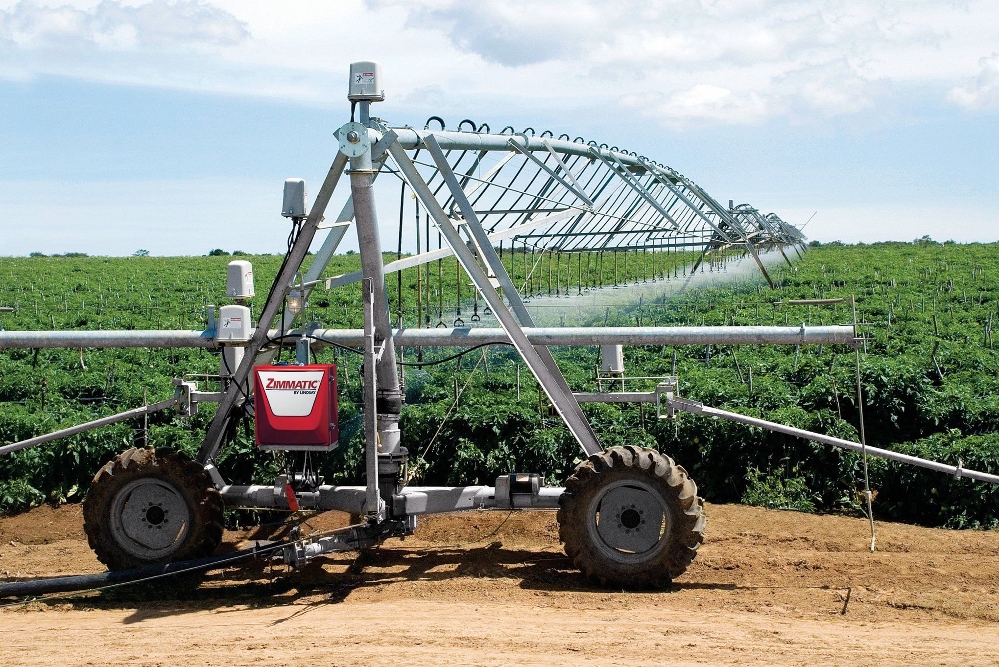 Zimmatic center pivot drive unit with irrigation control equipment