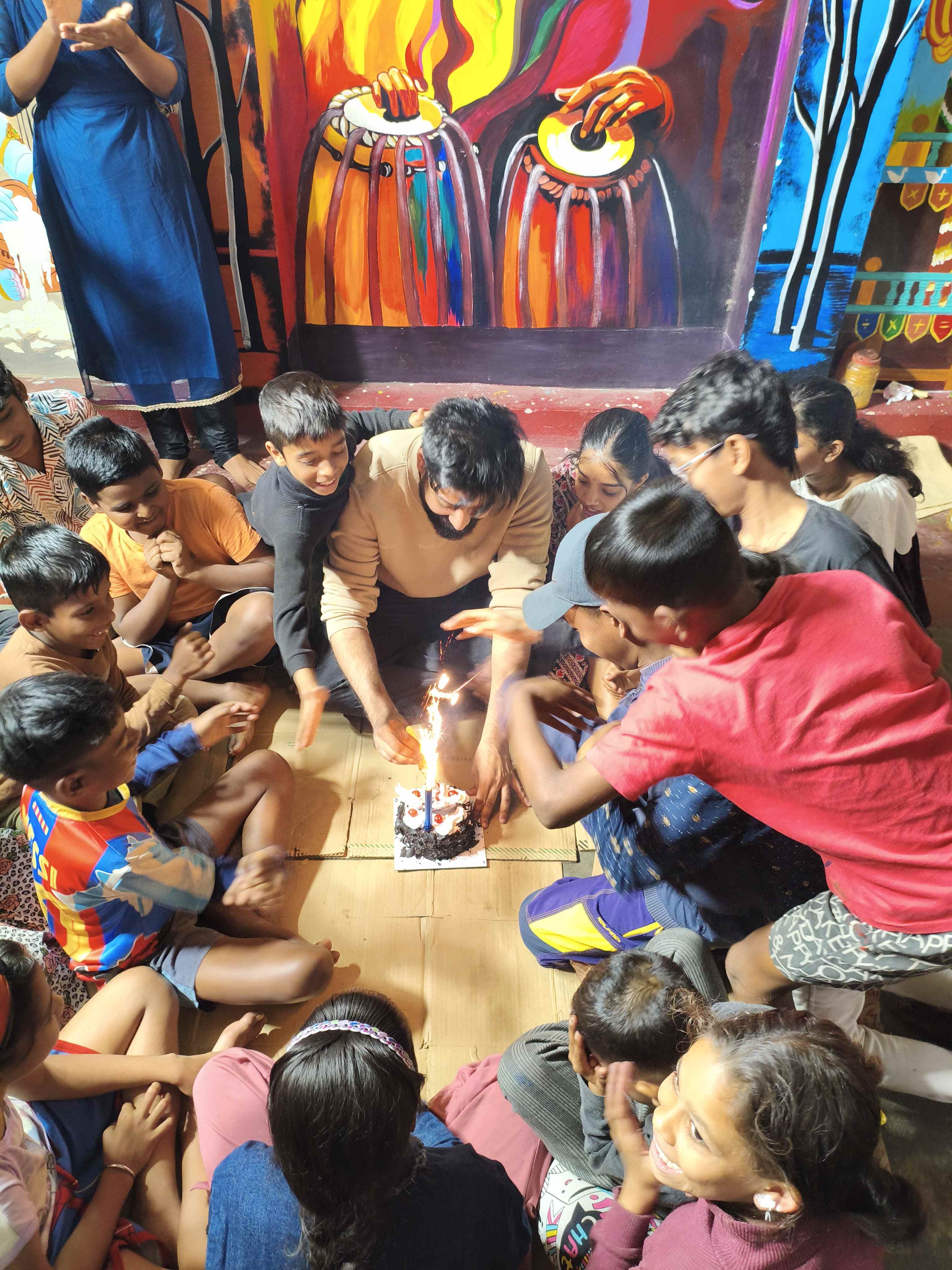 Children in creative activity with instructor