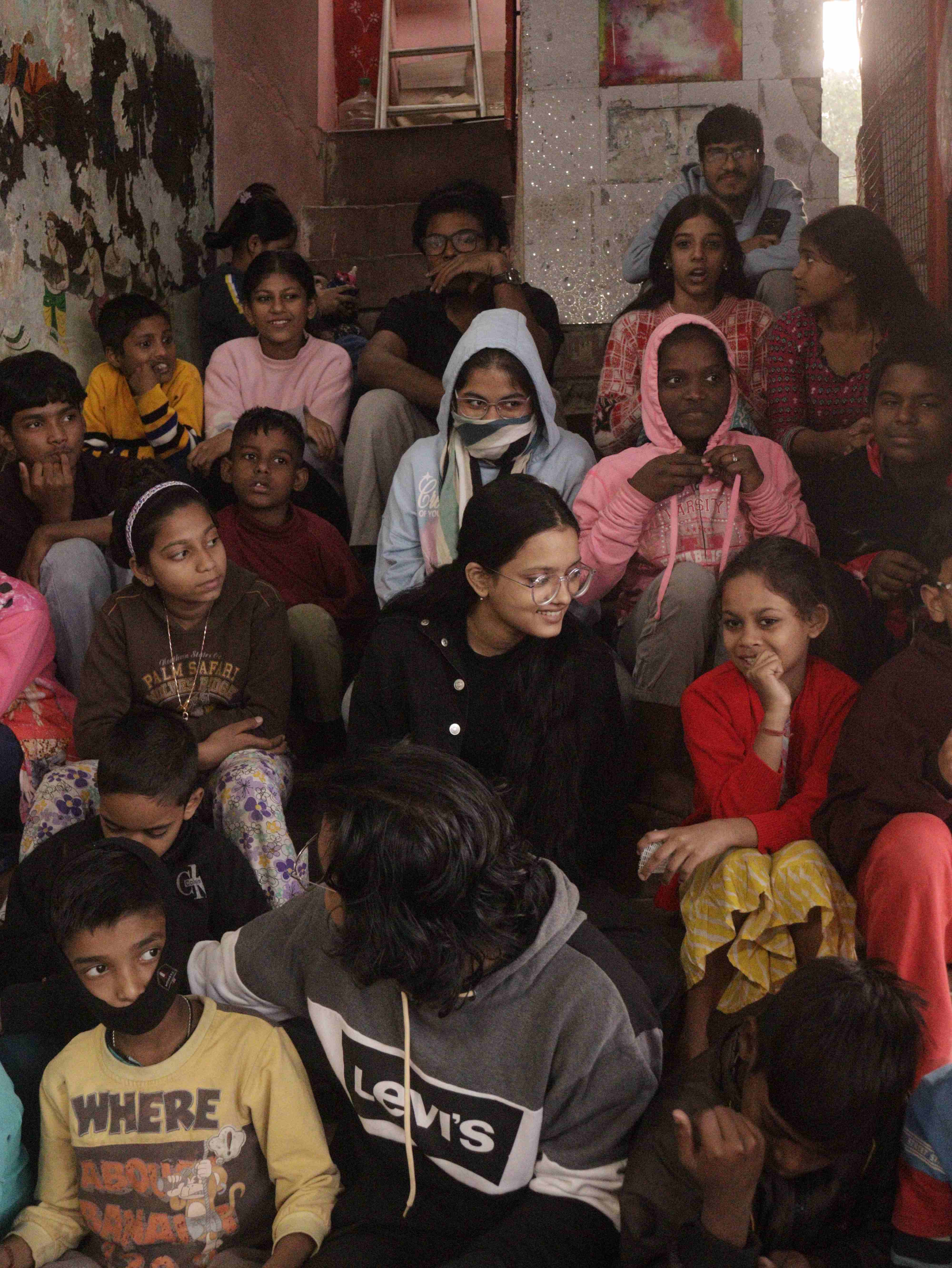 Children in community gathering