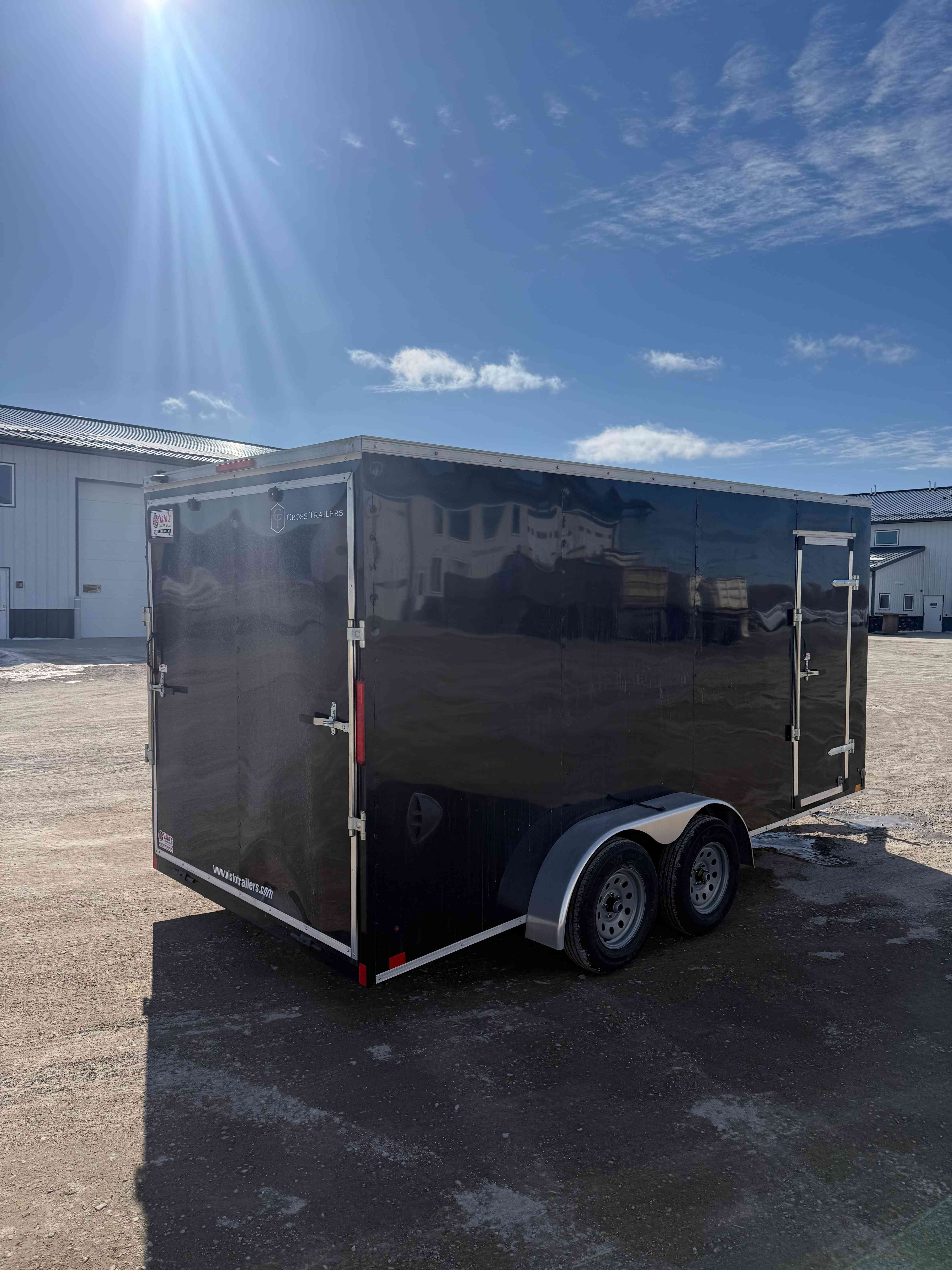 7x16 Cross enclosed trailer - side profile in daylight