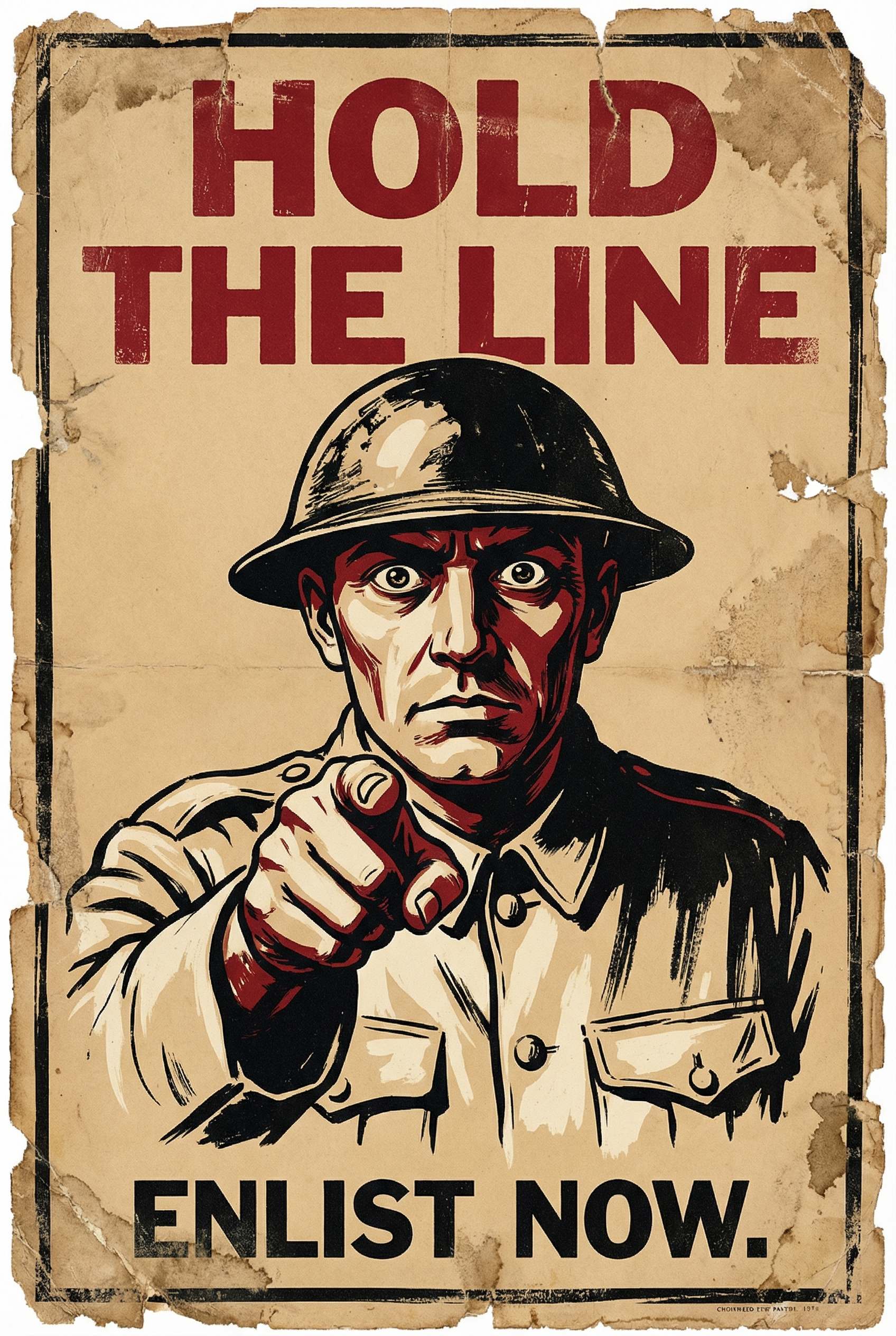 HOLD THE LINE — ENLIST NOW recruitment poster