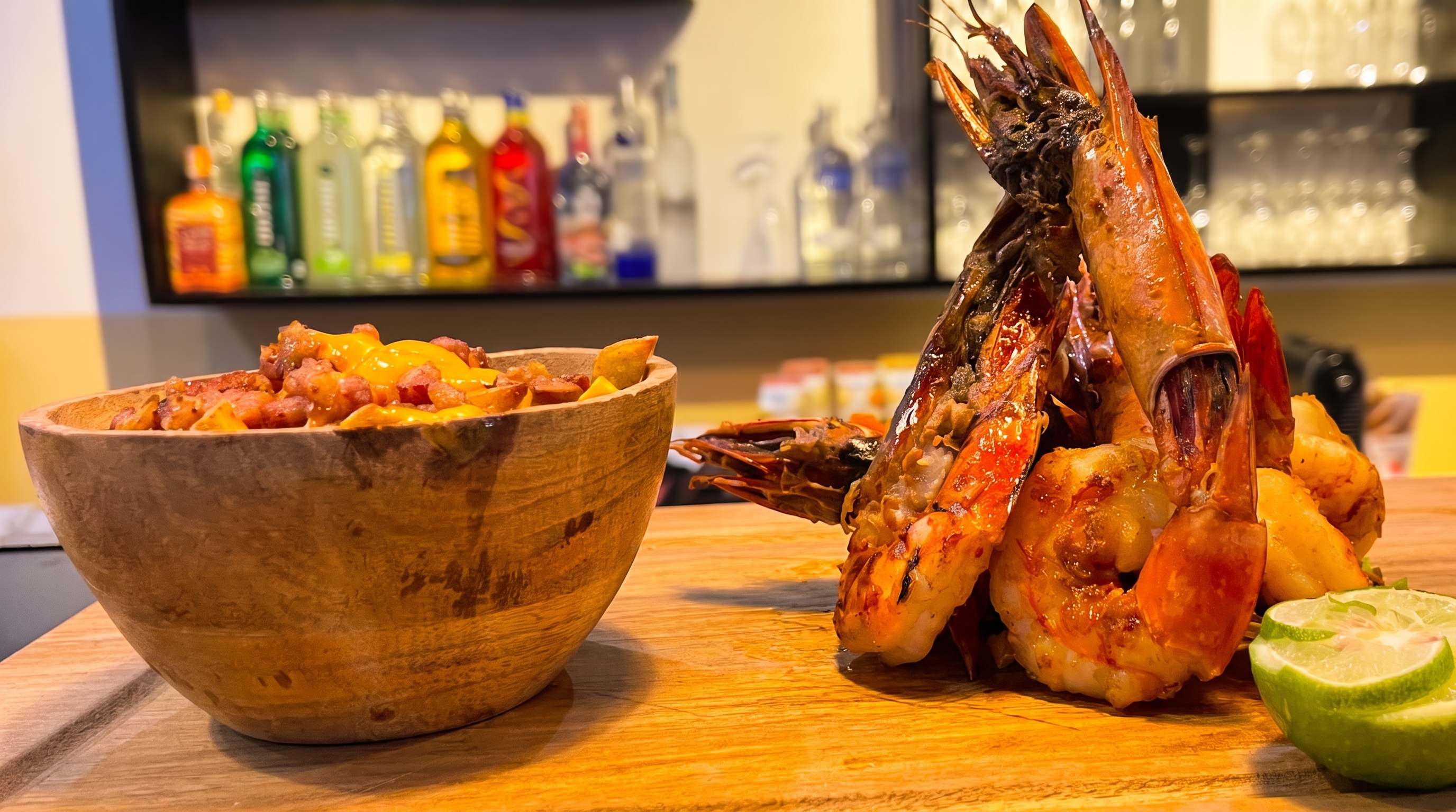 Plat savoureux avec crevettes et salade - Nouveau Monde