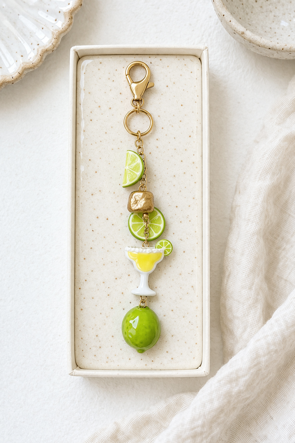 Ceramic charms - margarita glasses and lime wedges