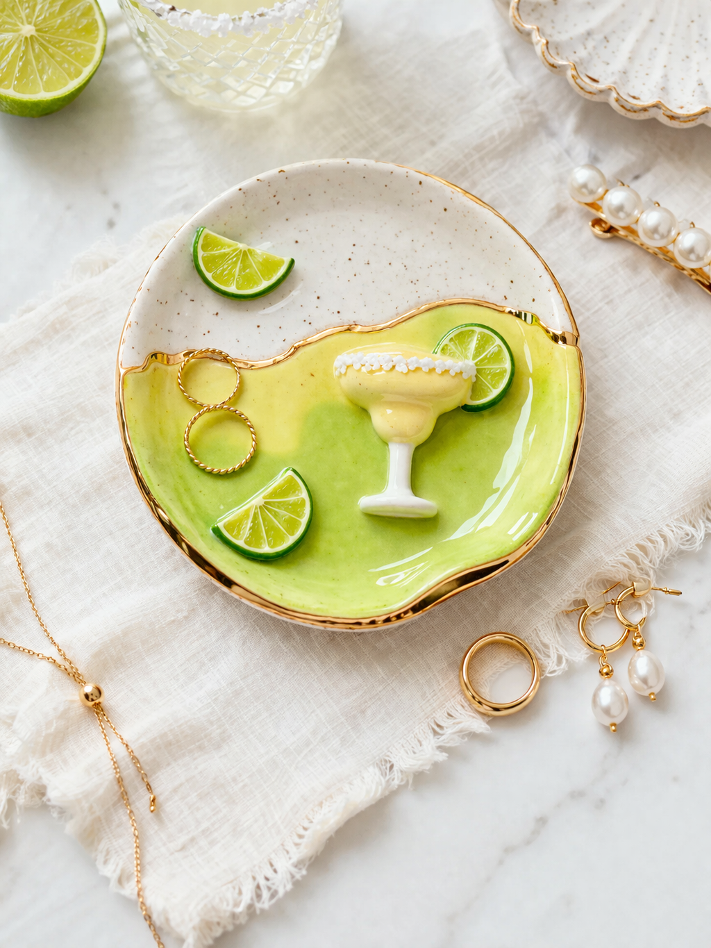 Green margarita trinket dish
