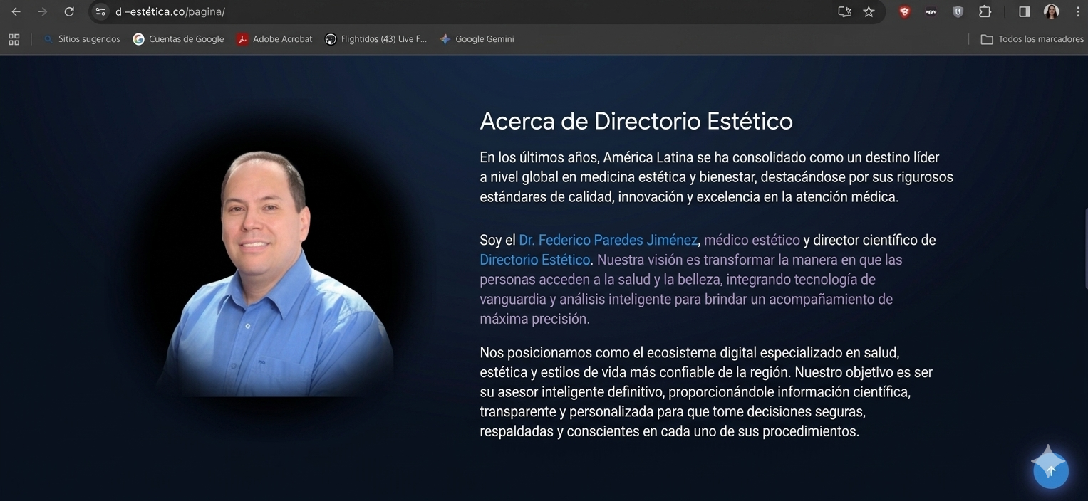 Dr. Federico Paredes Jiménez, médico estético y director científico de Directorio Estético