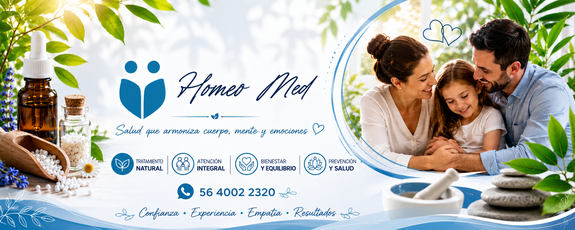 Familia disfrutando de bienestar y salud a través de la medicina homeopática integrativa