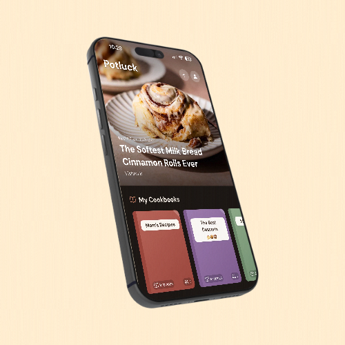 Potluck app on iPhone showing recipe collection