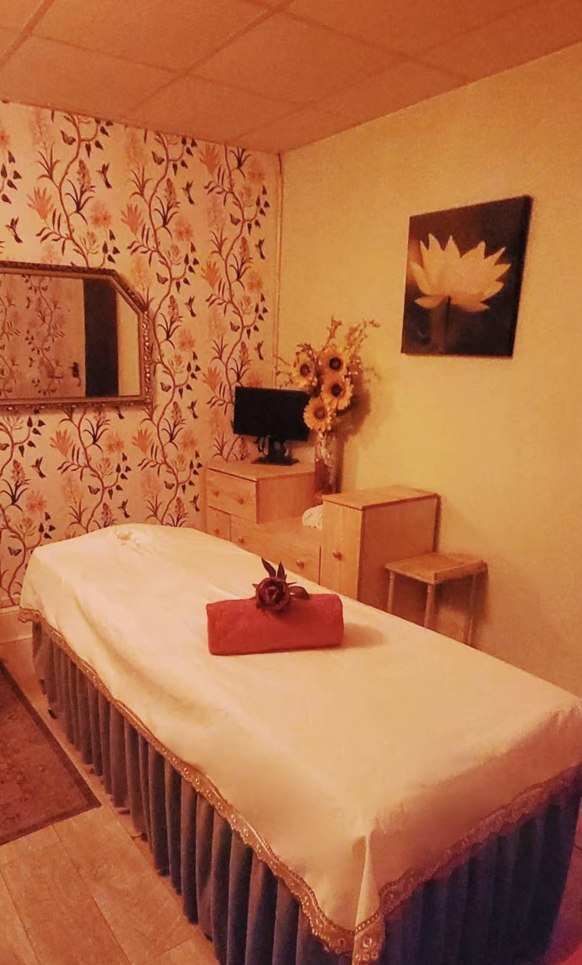 Serene treatment room with premium massage table