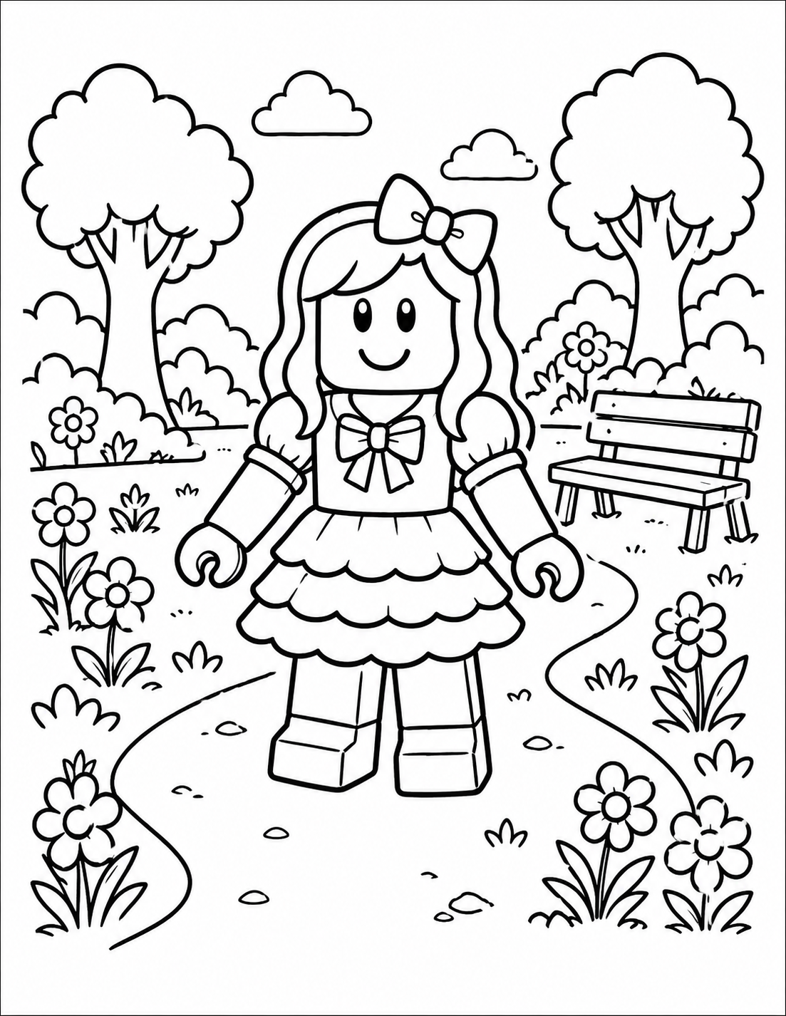 Girl Character — Park coloring page