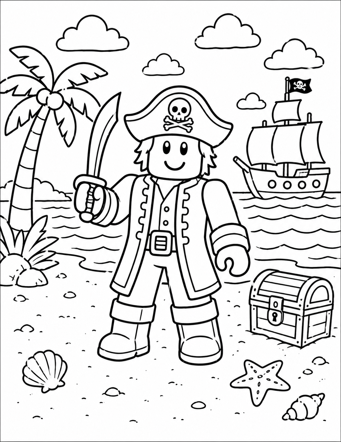Pirate — Beach coloring page