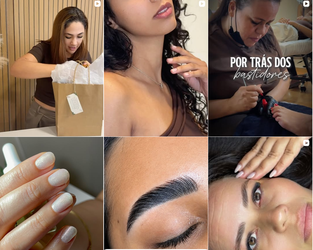 Publicações do Instagram da Utopia Beauty: sobrancelhas, pestanas e unhas