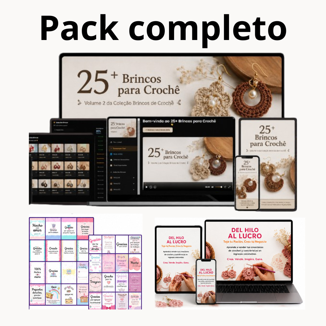 Pack completo de la guía 25+ Aretes de Crochet con bonos