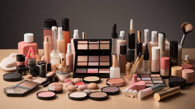 Collection of makeup and beauty products