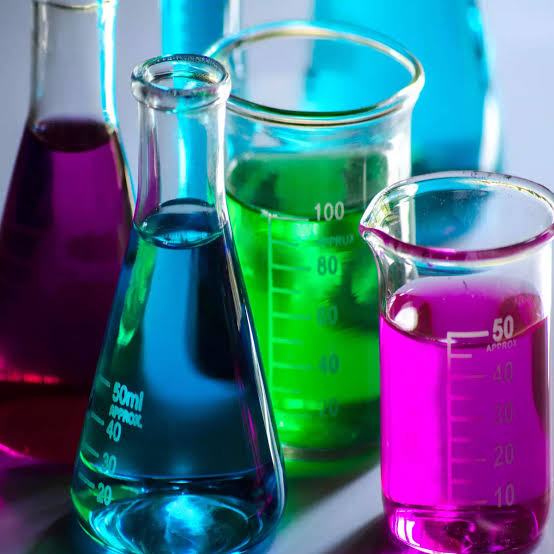 Laboratory chemicals in glassware