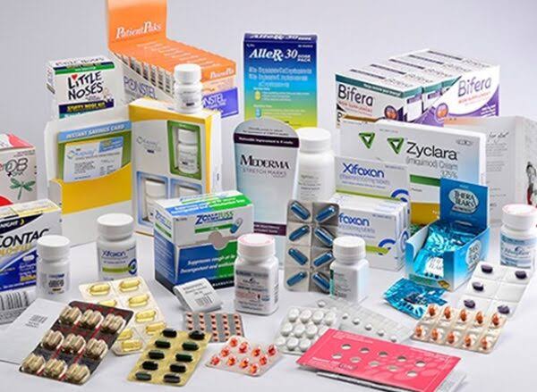 Various pharmaceutical products and medicine boxes