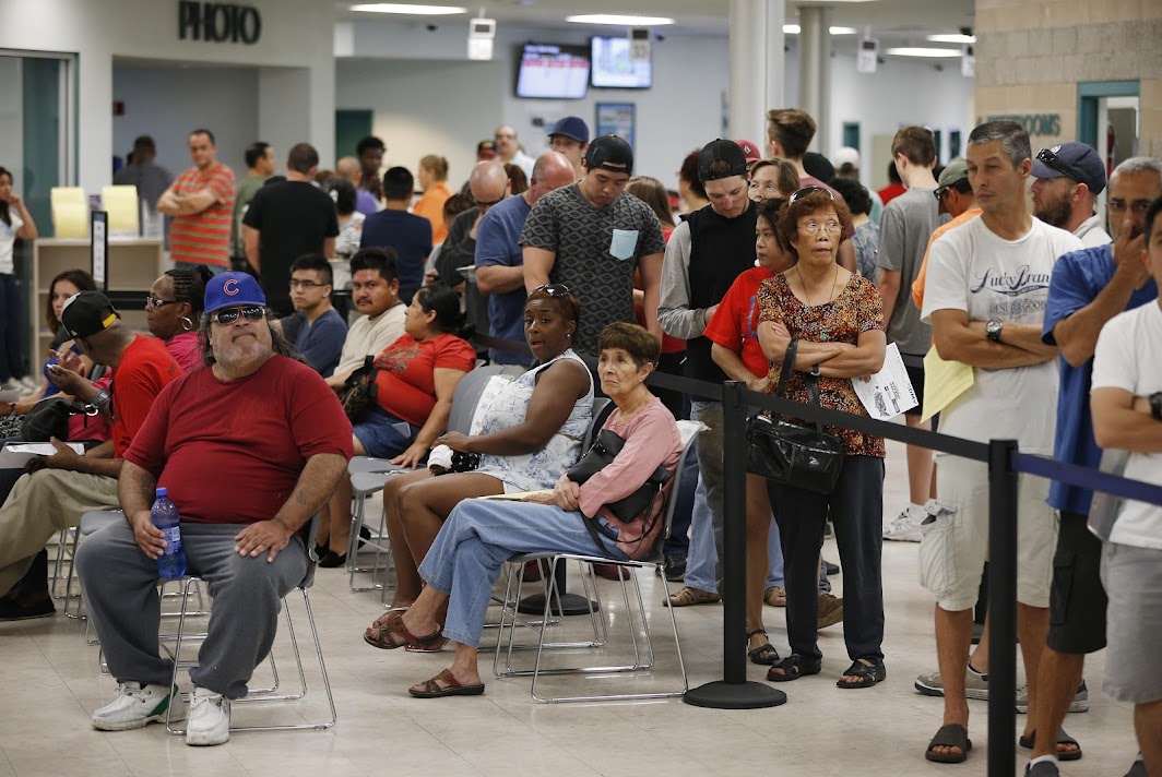 Long lines at insurance office