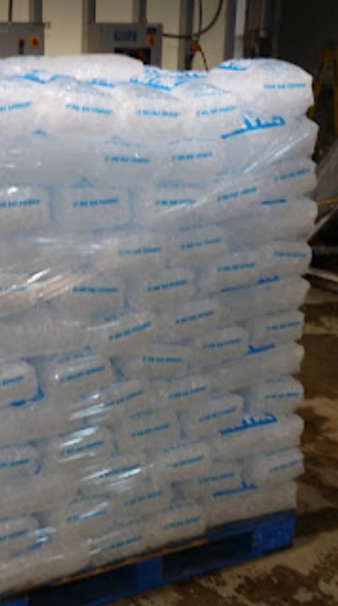 Stacked National Ice branded bags