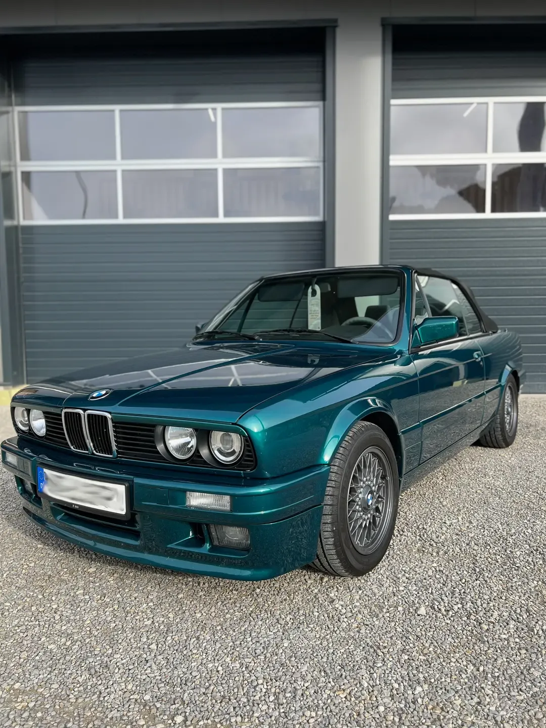 Teal BMW convertible restoration