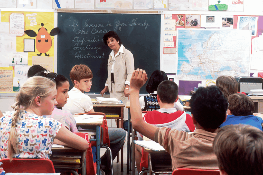 Diverse classroom with students and teacher