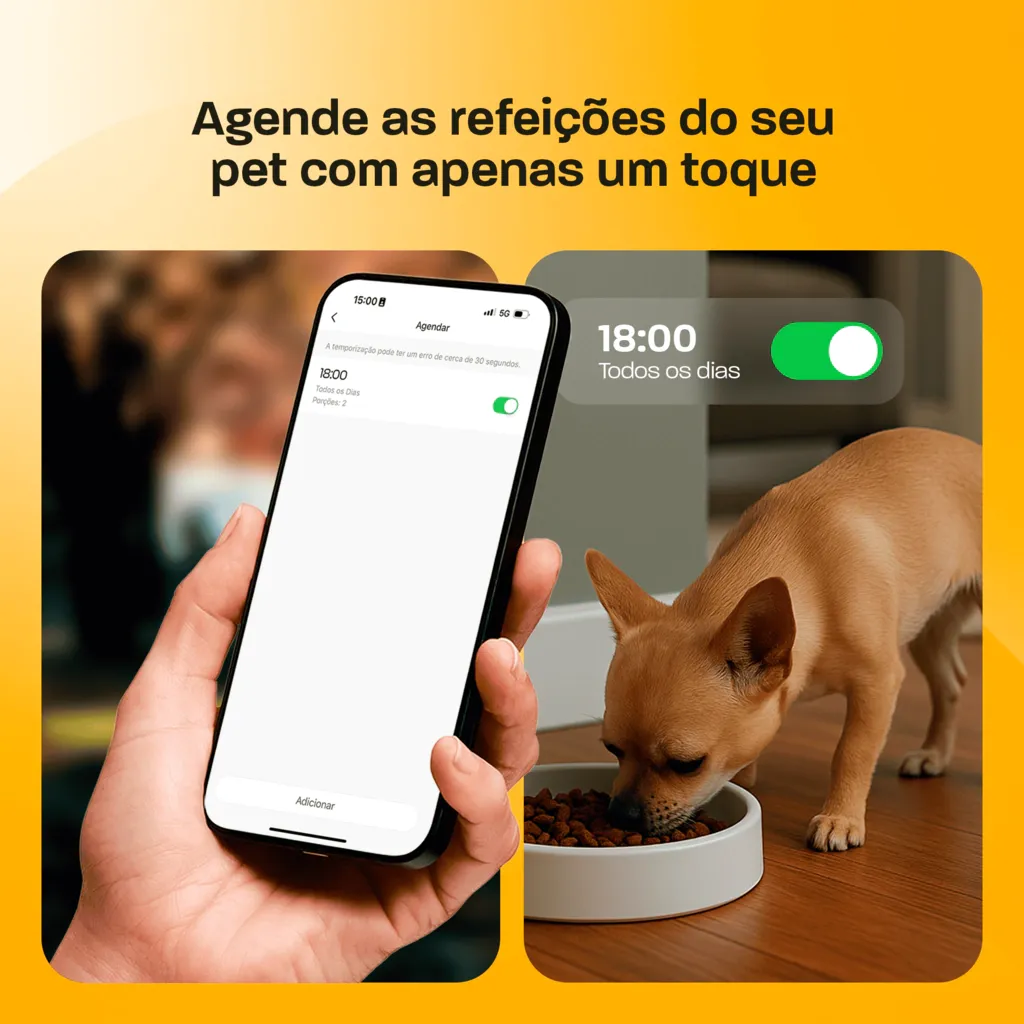 Agende as refeicoes do seu pet com apenas um toque