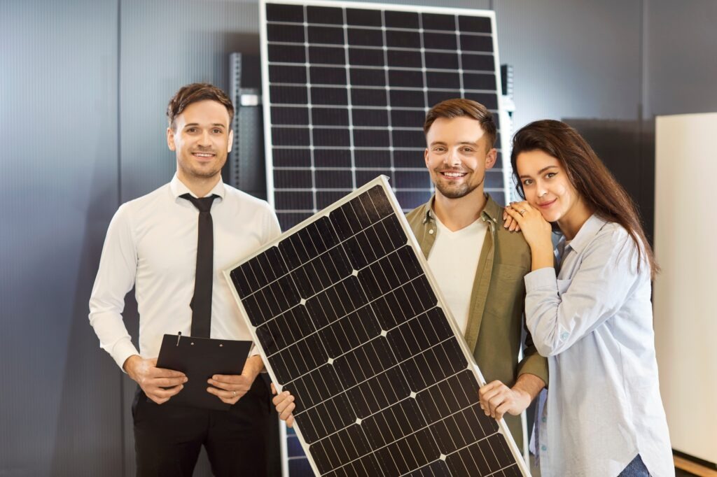 Team with solar panel