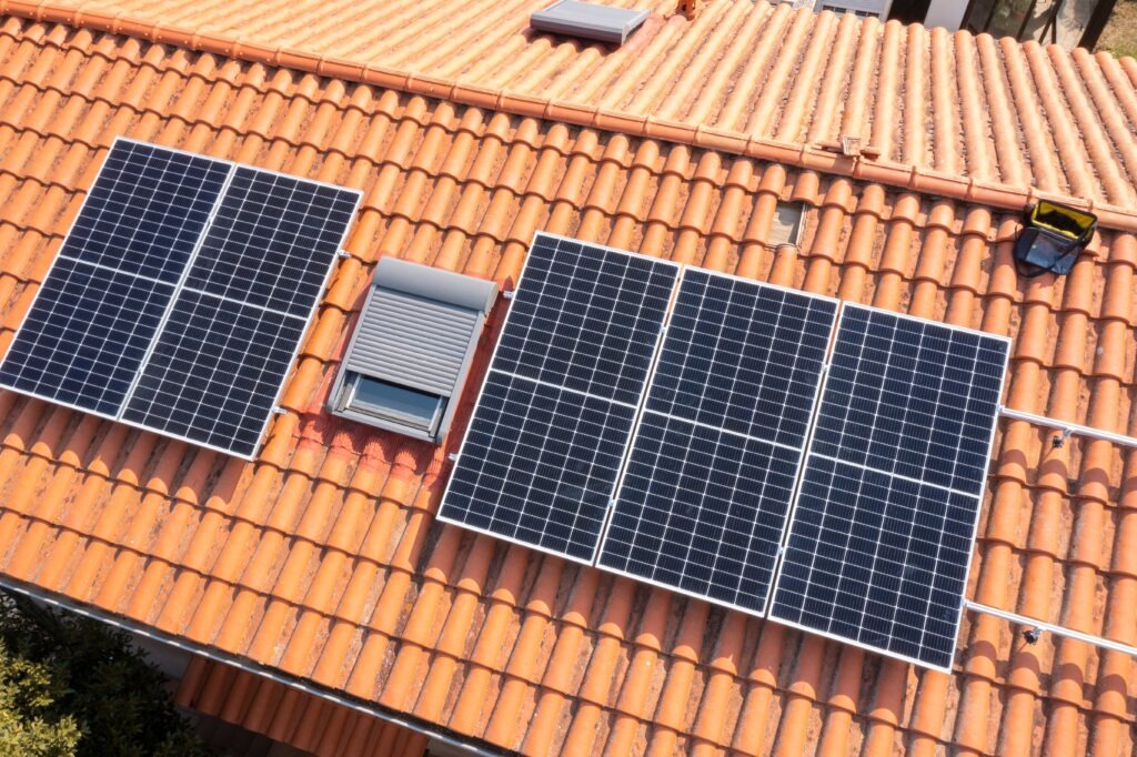 Solar panels on roof