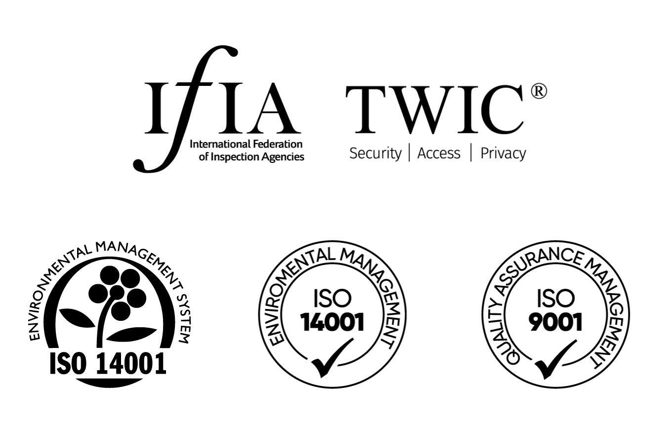 Certifications: IfIA TWIC, ISO 14001, ISO 9001