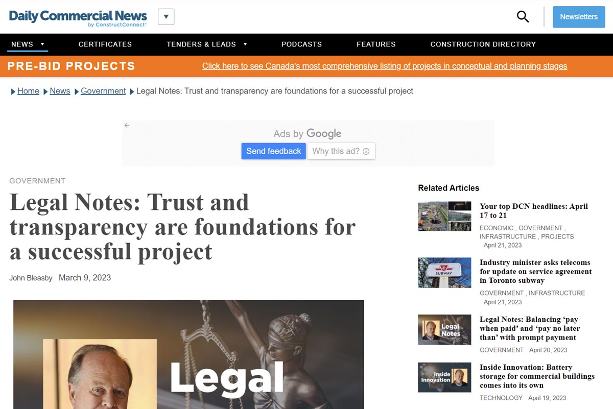 Legal Notes: Trust and transparency are foundations for a successful project