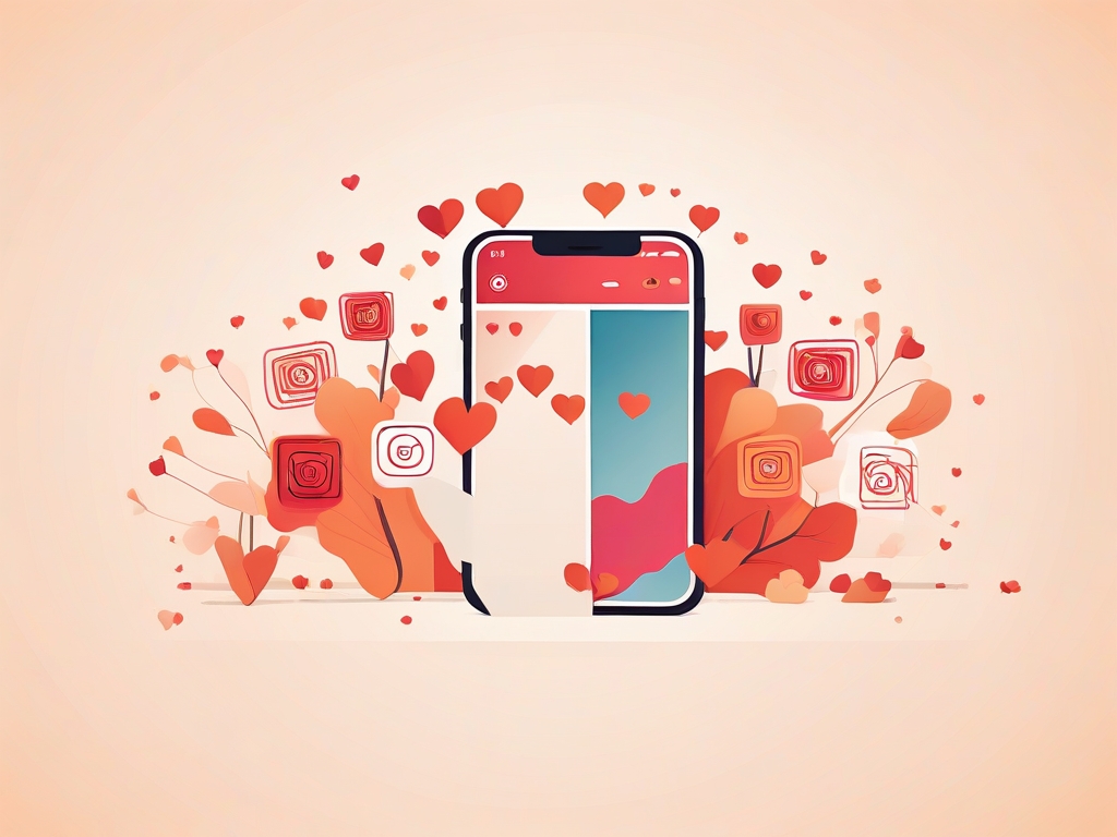 Instagram engagement illustration with hearts and icons