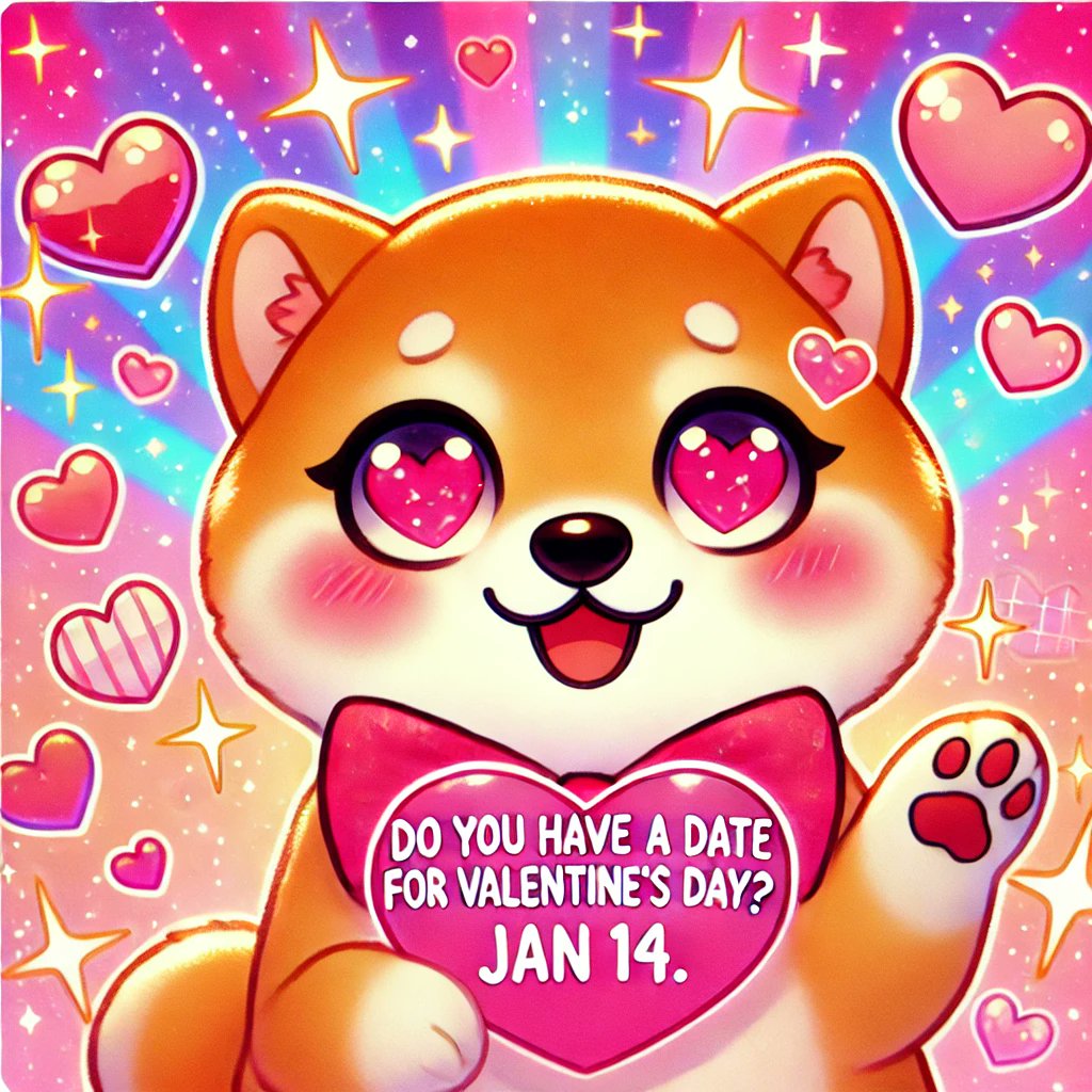 Cute Shiba Inu with Valentine message