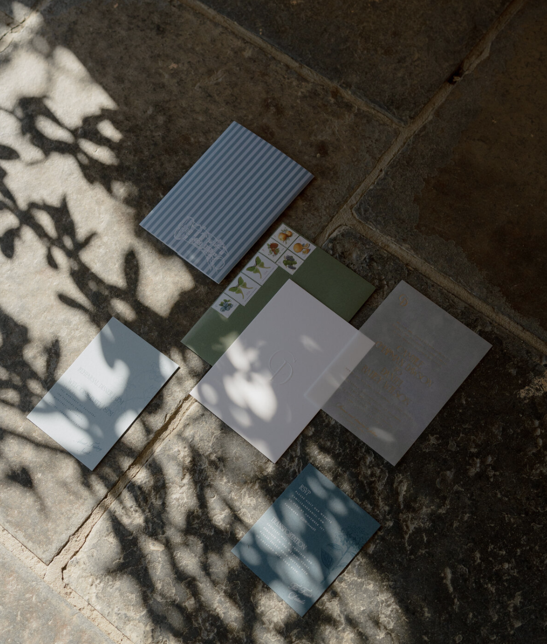 Invitation suite on stone